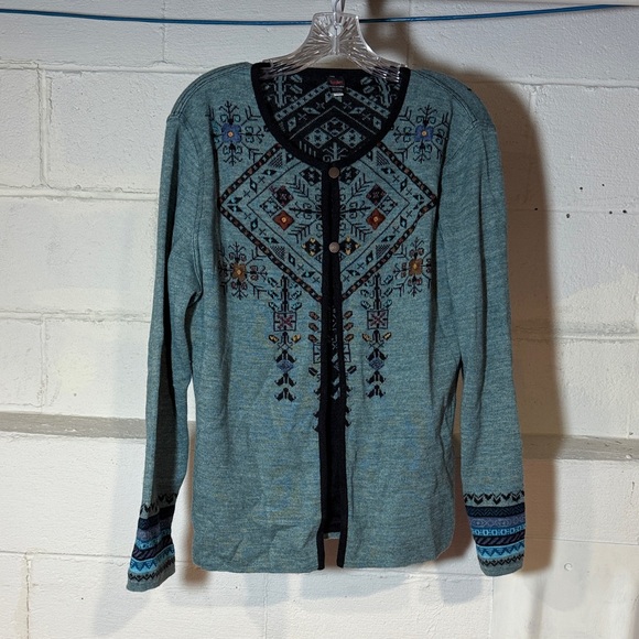 Sweaters - Embroidered Women's Sweater - Blue